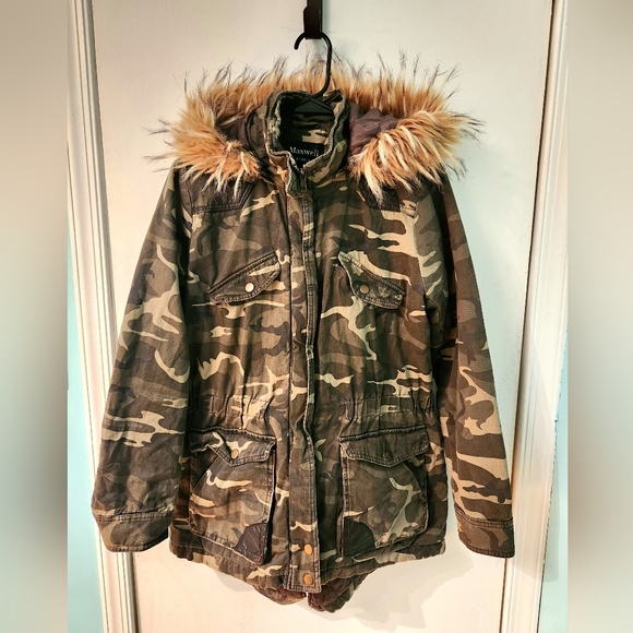jason maxwell Jackets & Blazers - Women's pleated camo jacket